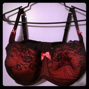 SOLD Black and red lace bra from Adore me. 38 I.